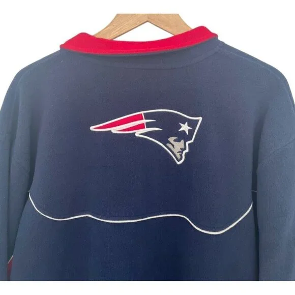 NFL Team Apparel Reebok Men's Sz XL Blue Patriots Fleece Pullover Jacket - Picture 4 of 8